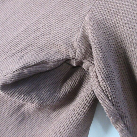 Skims Long Sleeve Maxi Dress 2X Brown Ribbed Modal Scoop Neck Soft Lounge 492 - Picture 10 of 14